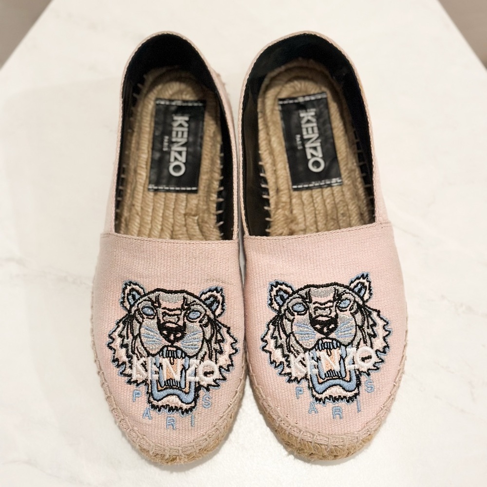 Kenzo Light Pink Espadrilles with Tiger Design